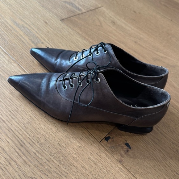 Capezzani Made In Italy Pointed Toe Oxford Flats - Size EU 38 - Brown - Picture 5 of 9